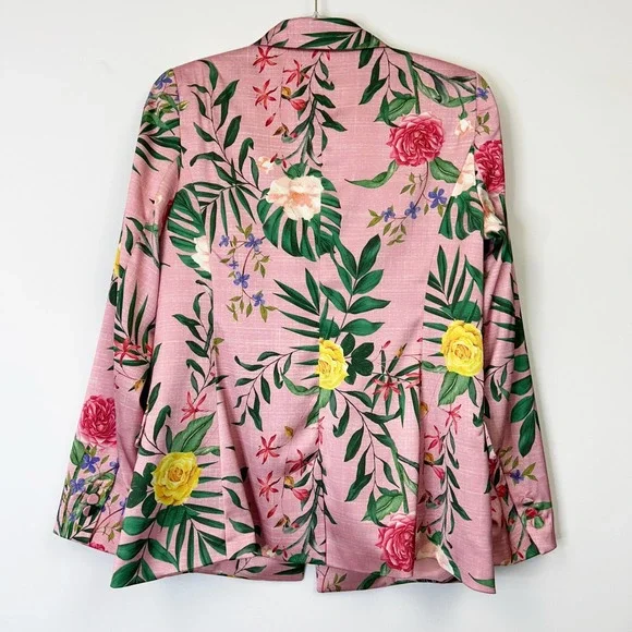 Rachel Zoe Pink Floral Tropical Blazer Jacket Women's Medium - Picture 7 of 11